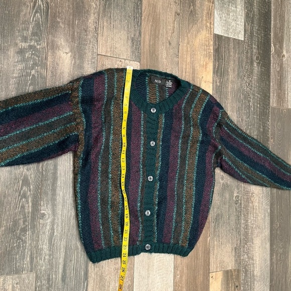 VTG Pasta Acrylic Wool Mohair Blend Fuzzy Cardigan Sweater Striped Sz M - Picture 5 of 7